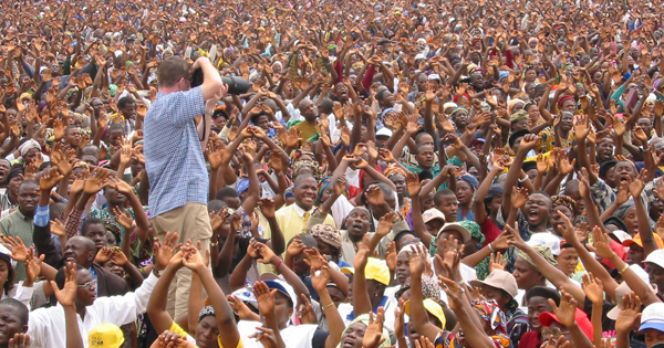 Mark in action photographing in Nigeria